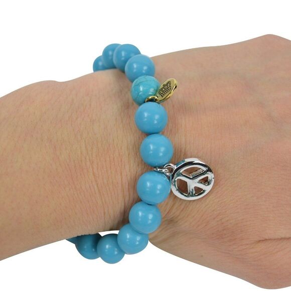 NEW Juicy Couture PEACE Turquoise Beaded Bracelet - Picture 1 of 3